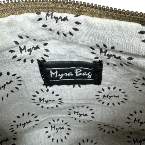 Myra Bag Bliss Pouch Wristlet Gray Aztec Boho Woven Brown Leather Clutch Western - Picture 7 of 8